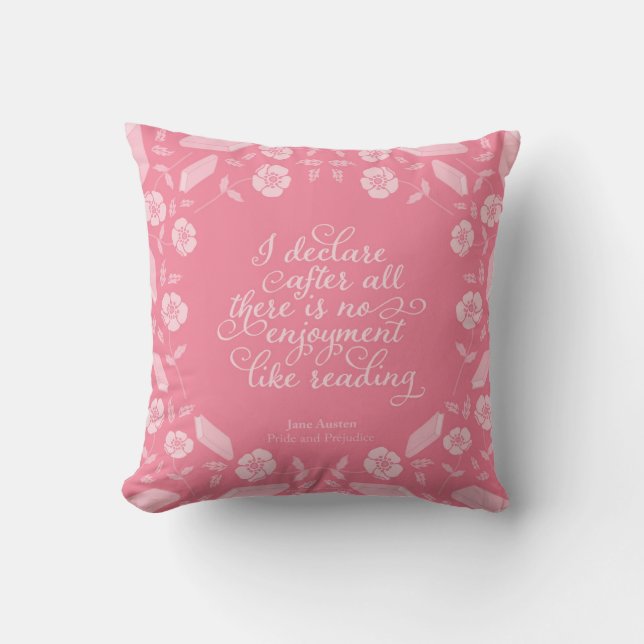 Jane Austen Pride & Prejudice Floral Bookish Quote Kussen (Voorkant)