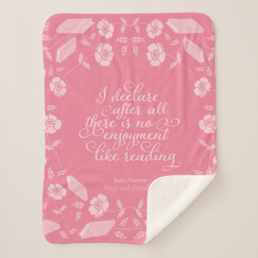 Jane Austen Pride & Prejudice Floral Bookish Quote Sherpa Deken (Voorkant)