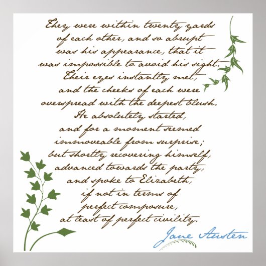 Jane Austen Pride & Prejudice Quote #1 Poster (Voorkant)