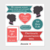 Jane Austen Pride & Prejudice Quotes Girl Power Sticker (Vel)