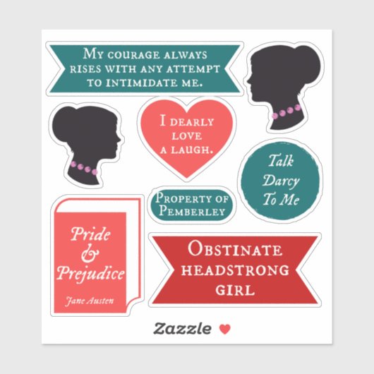 Jane Austen Pride & Prejudice Quotes Girl Power Sticker (Vel)