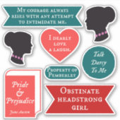 Jane Austen Pride & Prejudice Quotes Girl Power Sticker (Voorkant)