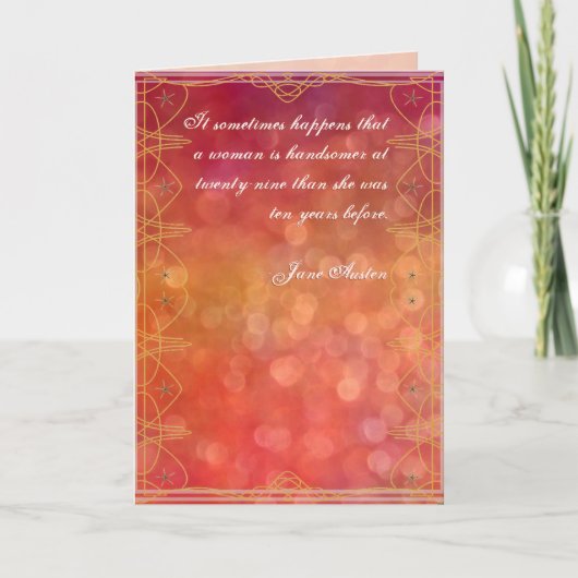 Jane Austen Quote Birthday Card GEPERSONALISEERD Kaart (Voorkant)
