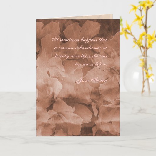 Jane Austen Quote Birthday Card GEPERSONALISEERD Kaart (Gele Bloem)