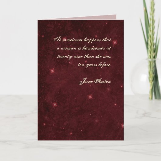 Jane Austen Quote Birthday Card GEPERSONALISEERD Kaart (Voorkant)