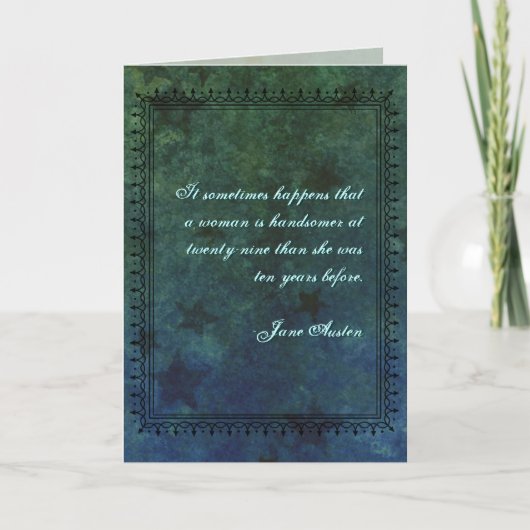 Jane Austen Quote Birthday Card GEPERSONALISEERD Kaart (Voorkant)