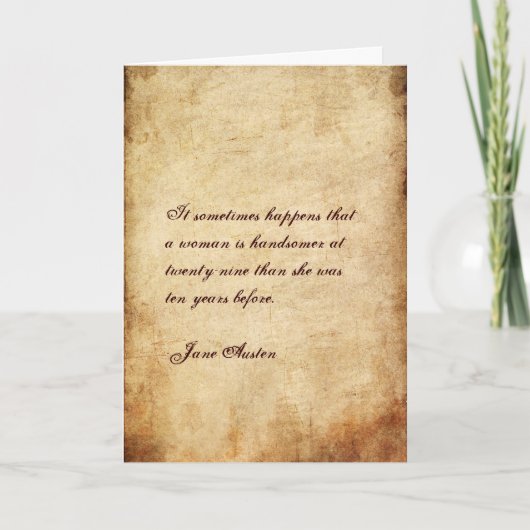 Jane Austen Quote Birthday Kaart GEPERSONALISEERD (Voorkant)