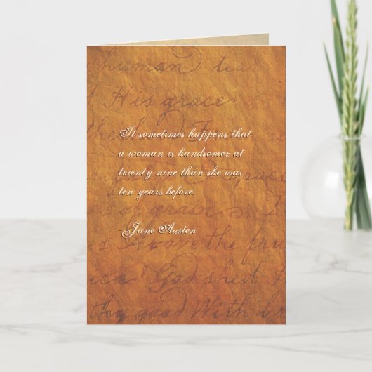 Jane Austen Quote Birthday Kaart GEPERSONALISEERD (Voorkant)