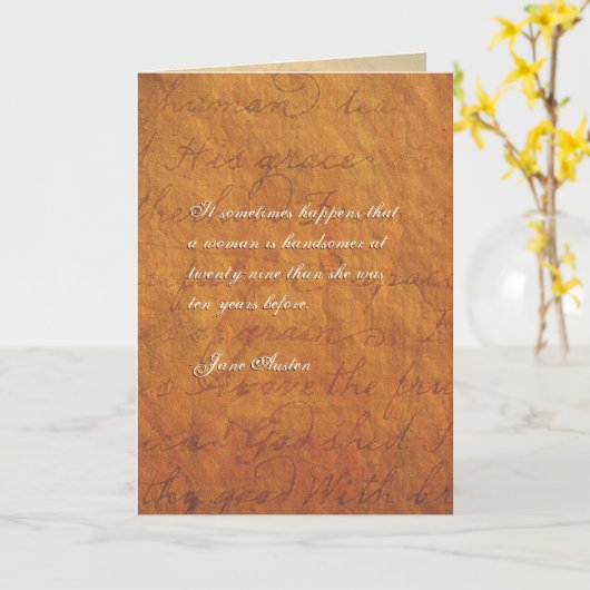 Jane Austen Quote Birthday Kaart GEPERSONALISEERD (Gele Bloem)