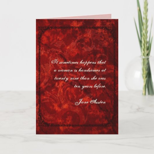 Jane Austen Quote Birthday Kaart GEPERSONALISEERD (Voorkant)