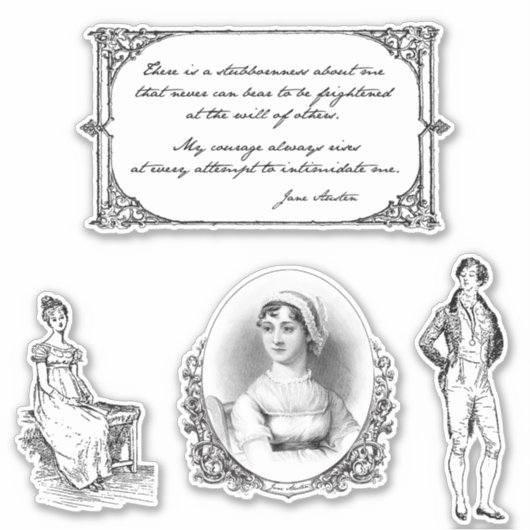 Jane Austen Quote en Gravures Sticker (Voorkant)