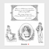 Jane Austen Quote en Gravures Sticker (Vel)