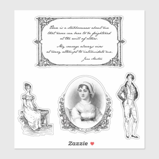  Jane Austen Quote en Gravures Sticker (Vel)