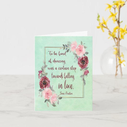 Jane Austen Quote "Fijn van dansen" Kaart (Gele Bloem)