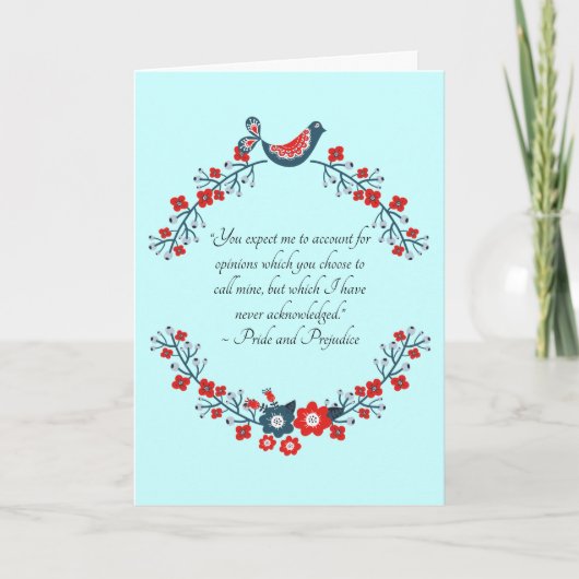 Jane Austen Quote, Pride and Prejudice Floral Bedankkaart (Voorkant)