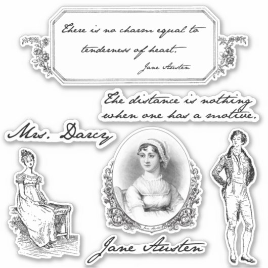  Jane Austen Quotes en Gravures Sticker (Voorkant)