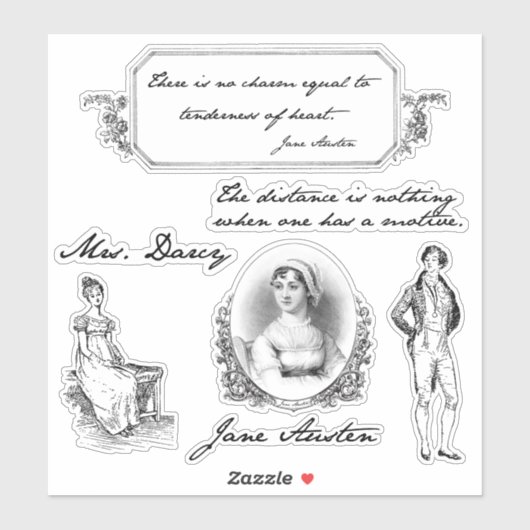  Jane Austen Quotes en Gravures Sticker (Vel)