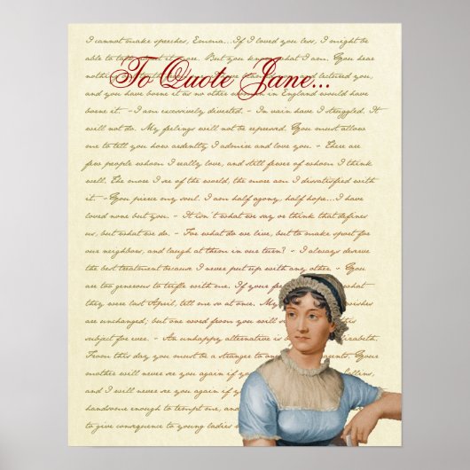 Jane Austen Quotes Pride and Prejudice, Emma, S&S Poster (Voorkant)