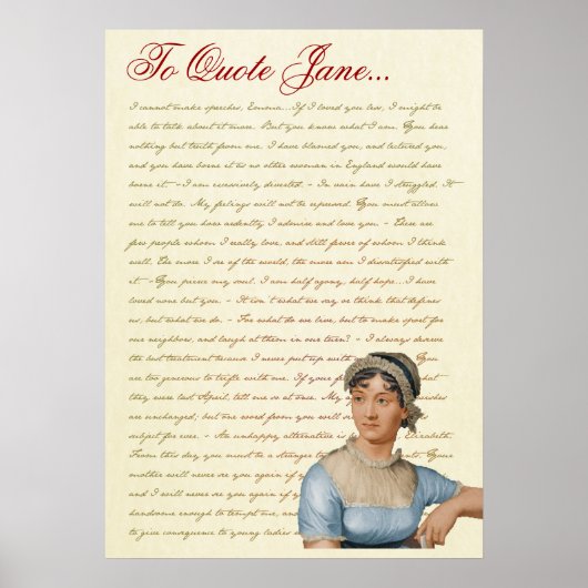 Jane Austen Quotes Pride and Prejudice, Emma, S&S Poster (Voorkant)