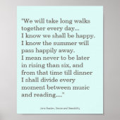Jane Austen Reading and Music quote Poster (Voorkant)