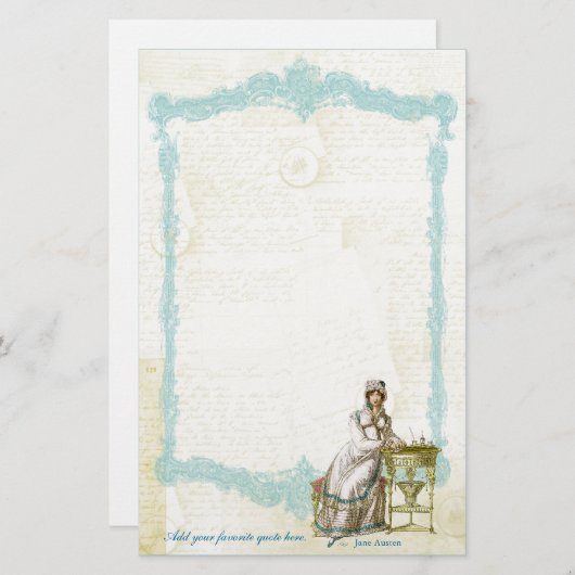 Jane Austen Regency Custom Stationery Briefpapier (Voorkant / Achterkant)