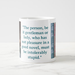 Jane Austen romanquote (blauw) Grote Koffiekop