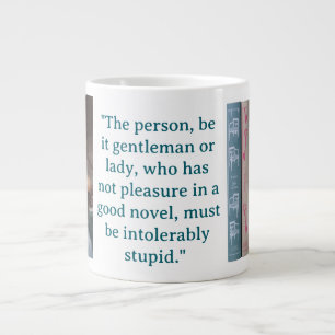 Jane Austen romanquote (blauw) Grote Koffiekop