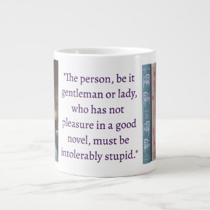 Jane Austen romanquote (donkerpaars) Grote Koffiekop