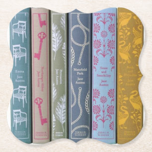 Jane Austen romans op een papieren onderzetter