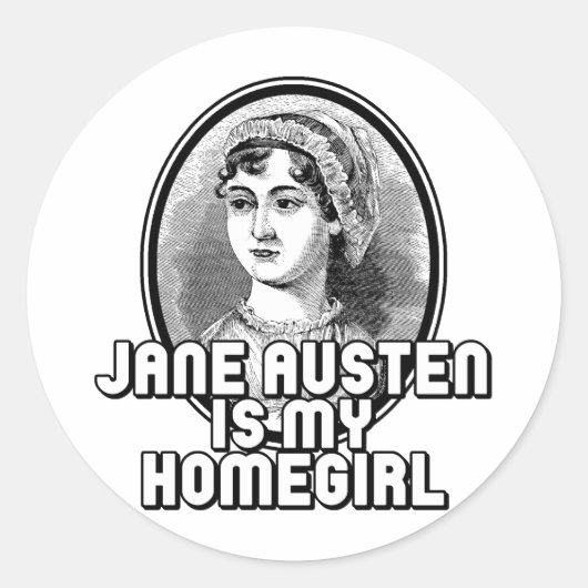 Jane Austen Ronde Sticker (Voorkant)