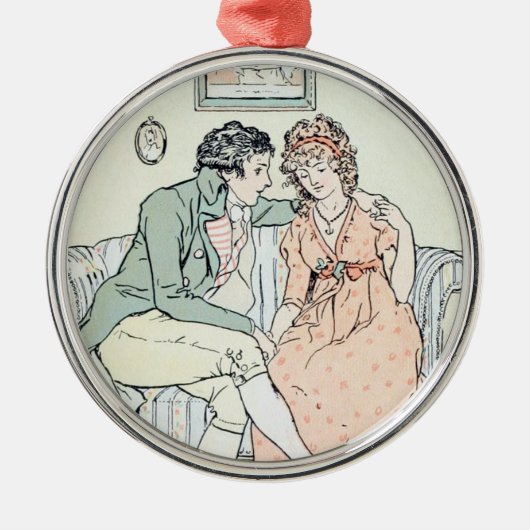Jane Austen Sense en Sensibility Kerstmis Metalen Ornament (Voorkant)