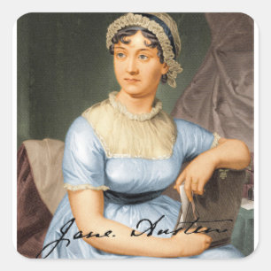 Jane Austen Signed Portrait Vierkante Sticker