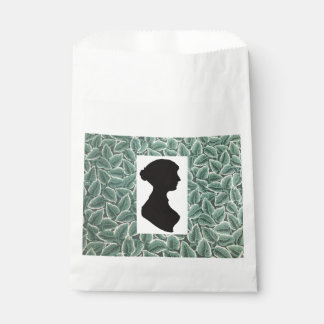 Jane Austen Silhouet op Blad Behang Bedankzakje
