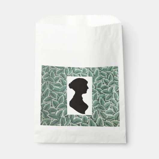 Jane Austen Silhouet op Blad Behang Bedankzakje (Voorkant)