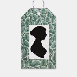 Jane Austen Silhouet op Blad Behang Cadeaulabel