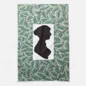 Jane Austen Silhouet op bladbehang Theedoek (Verticaal)