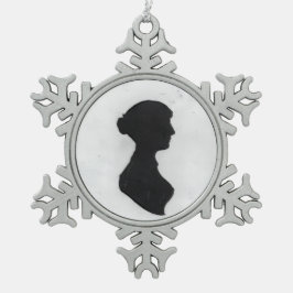 Jane Austen Silhouet Tin Sneeuwvlok Ornament