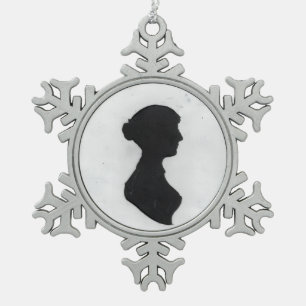 Jane Austen Silhouet Tin Sneeuwvlok Ornament