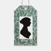 Jane Austen Silhouette on Leaf Wallpaper Cadeaulabel (Voorkant)