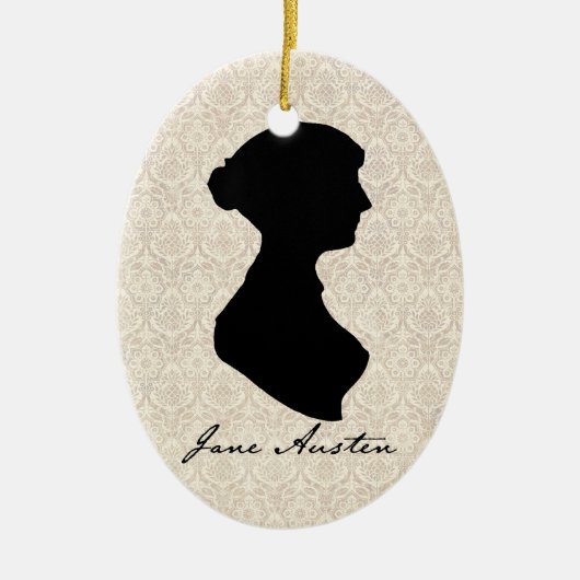 Jane Austen silhouette-profiel Keramisch Ornament (Voorkant)