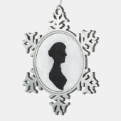 Jane Austen Silhouette Tin Sneeuwvlok Ornament (Rechts)