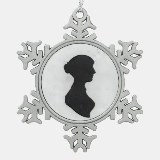 Jane Austen Silhouette Tin Sneeuwvlok Ornament (Voorkant)
