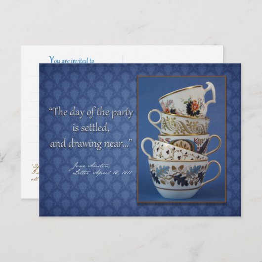 Jane Austen Tea Party Uitnodiging (Voorkant / Achterkant)
