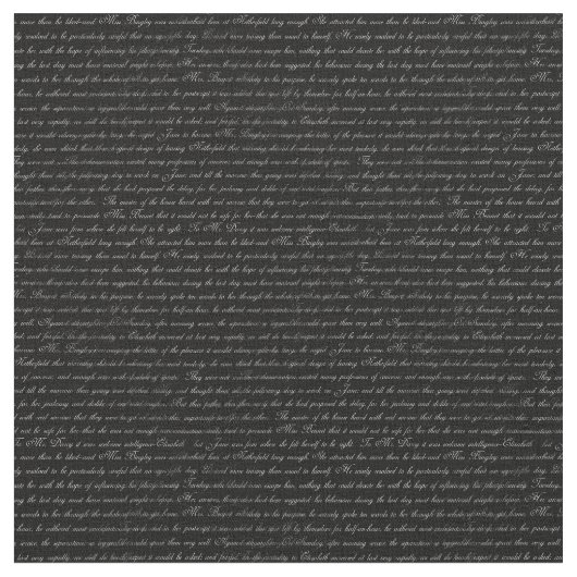 Jane Austen Text Black en White Fabric Stof (Close Up)