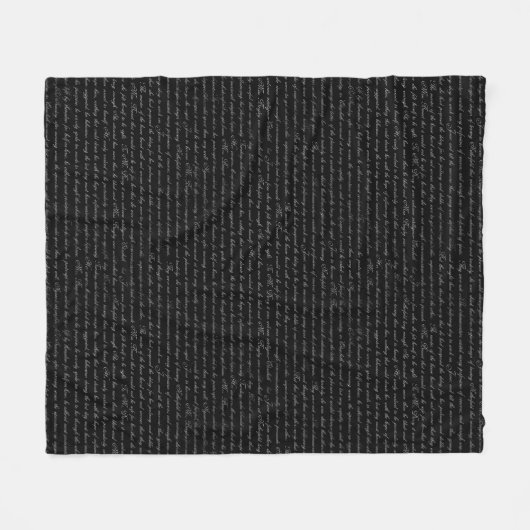 Jane Austen Text Black en White Fleece Blanket (Voorkant (Horizontaal))