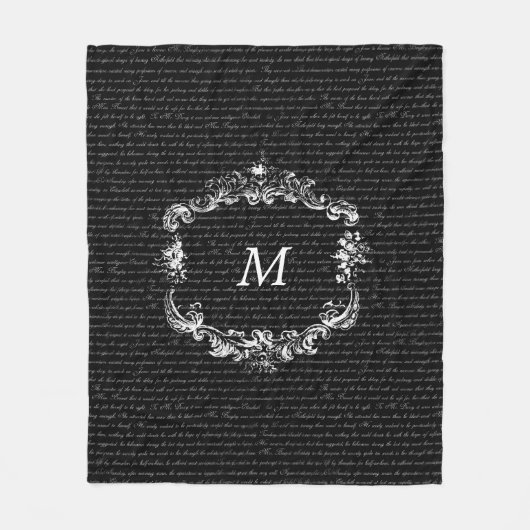 Jane Austen Text Black Persoonlijke tapebanket Fleece Deken (Voorkant)
