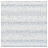 Jane Austen Text White Blue Fabric Stof (Close Up)