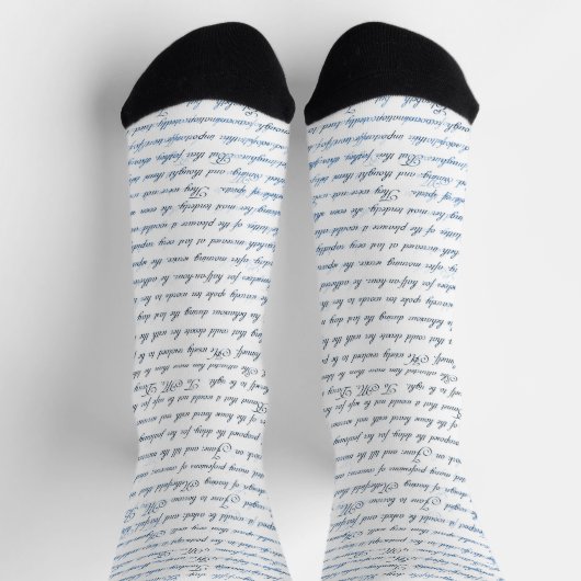 Jane Austen Text White Blue Sokken (Top)