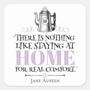 Jane Austen - Thuis blijven - Koffiepot Vierkante Sticker