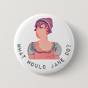 Jane Austen Vraag Button Badge